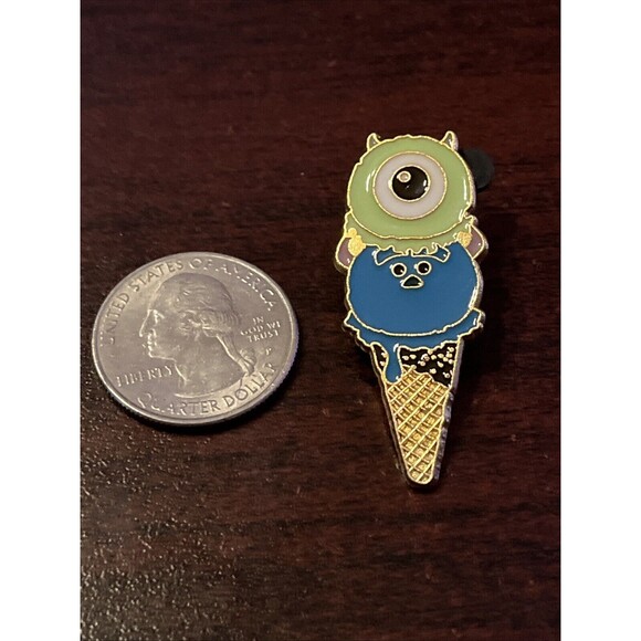 Hong Kong Disneyland Mike & Sulley Tsum Tsum Ice Cream Booster Trading Pin - Picture 2 of 4